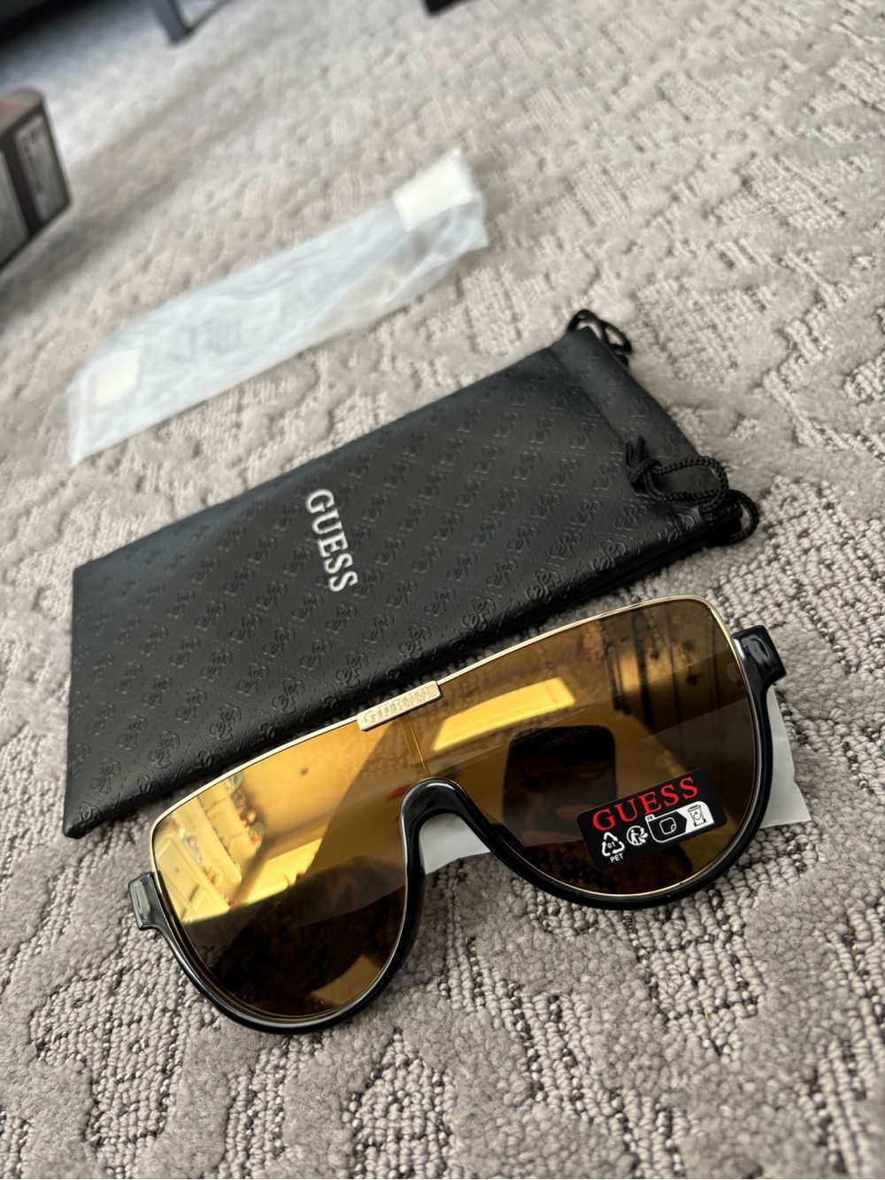 GUESS Black Frame Sunglasses with Amber Lenses